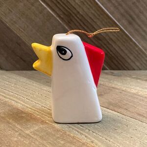 Vintage Ceramic Big Chicken Christmas Ornament White Red Yellow